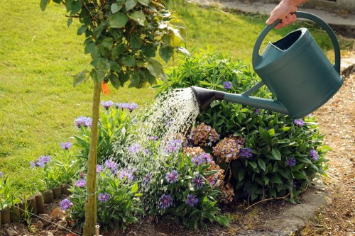 Team completing responsible rubbish removal as part of landscaping services
